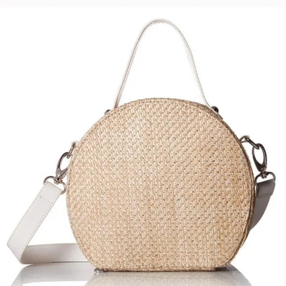 NWT Sam Edelman Beach Straw Crossbody with White Straps - Picture 3 of 8